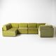70s style 6-piece modular sofa in green velvet, Germany, circa 1990s