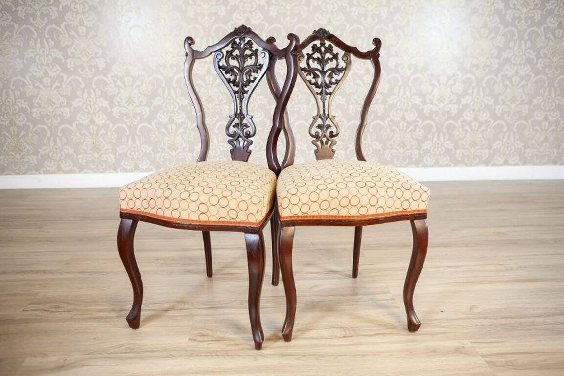 Antique Louis XV Ash Chairs with Openwork Backrests, Set of 4