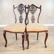 Chaises en frêne Louis XV antiques avec dossiers ajourés, ensemble de 4