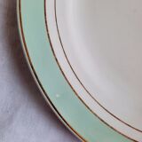 Flat antique earthenware plates with gilded edges