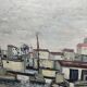 Mediterranean port landscape. Oil on canvas signed.
