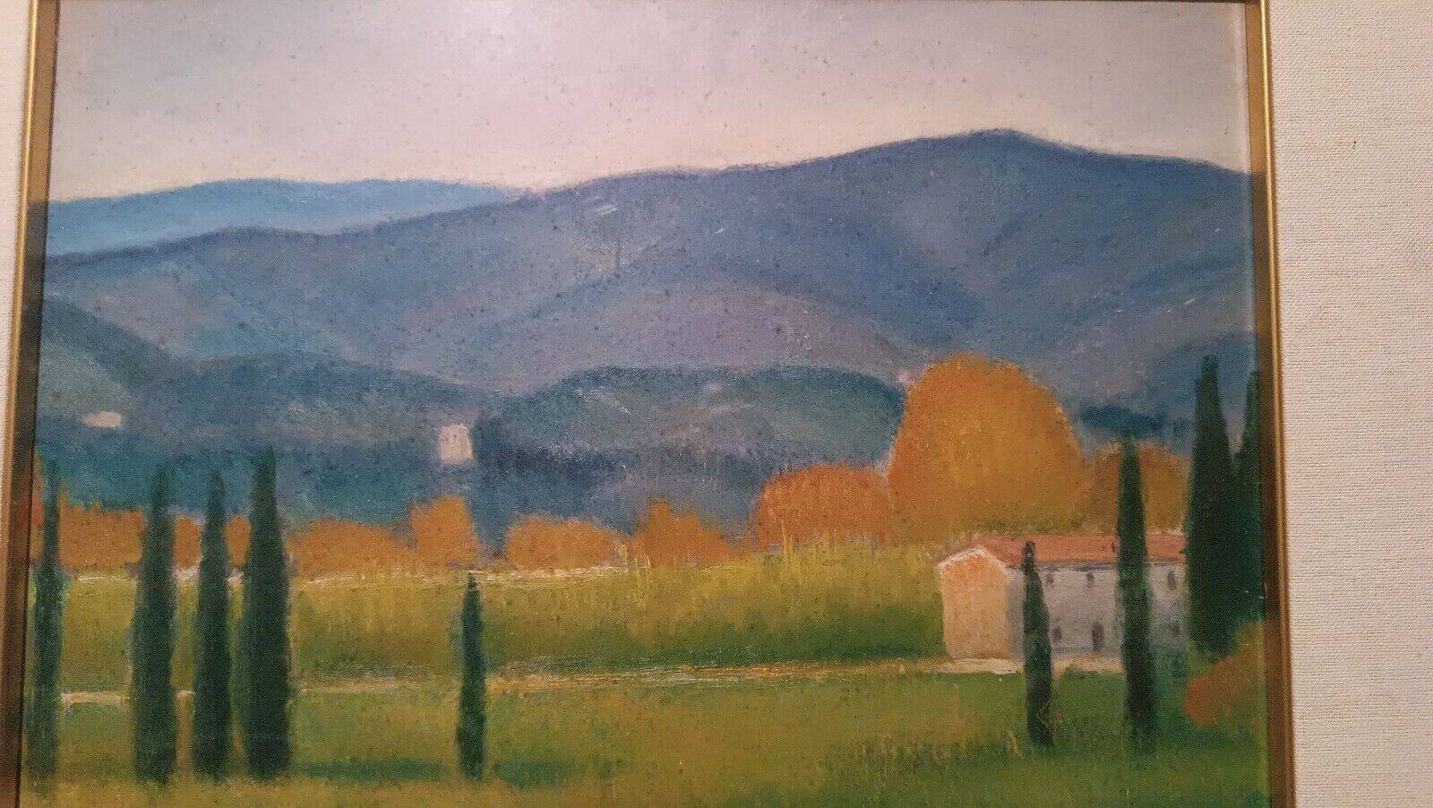 Peinture à l'huile sur toile paysage toscan signé r.venturi