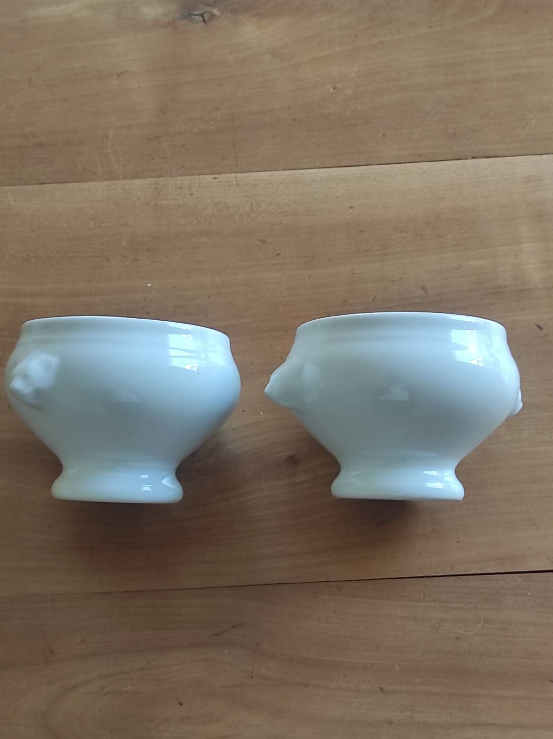 Set of 2 mini French porcelain soup tureens