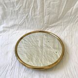 Miroir rond laiton années 50 -  27x27cm