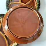 Set of 6 compartmentalised glazed ceramic plates, 1960s-70s.