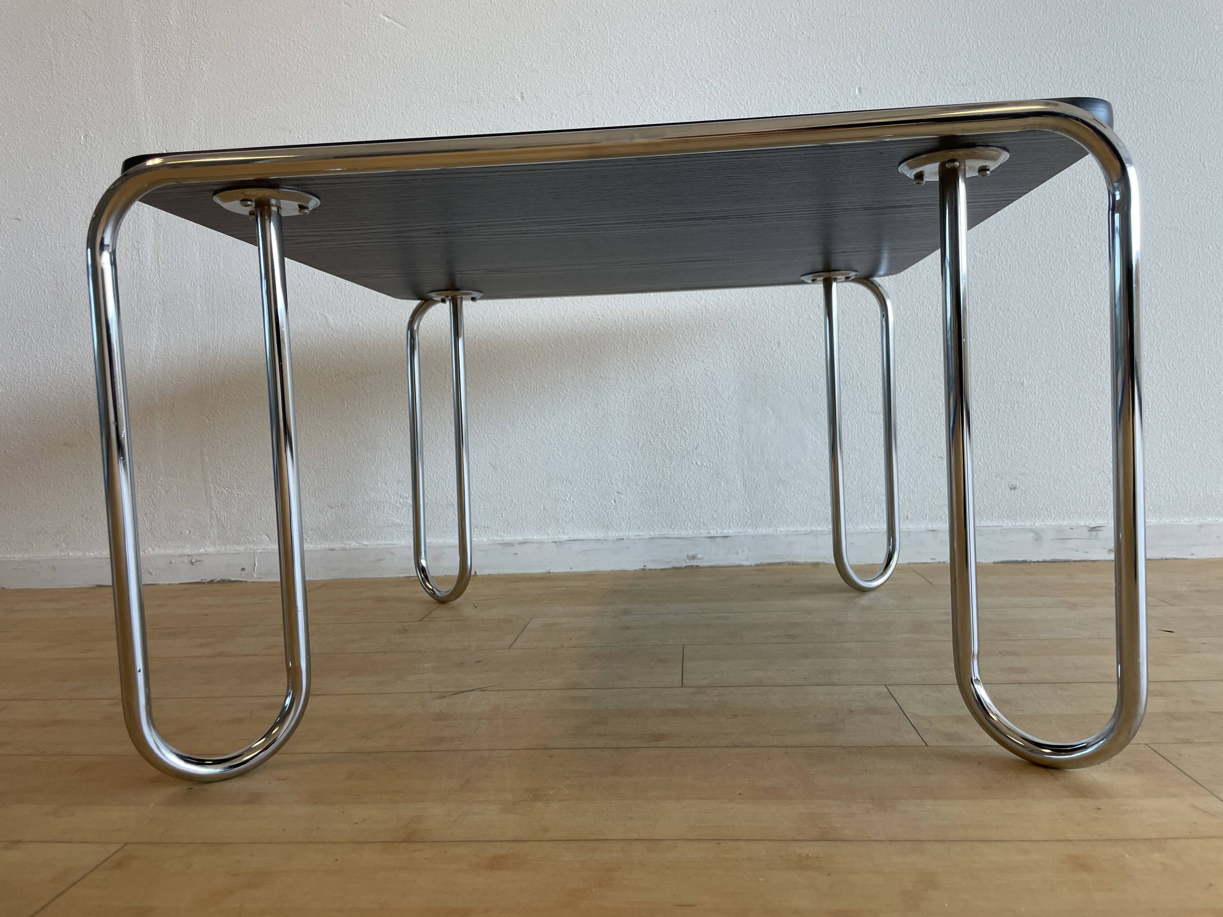 Black, tubular coffee table model B-10 by Marcel Breuer for Thonet