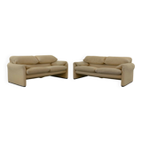 Set (2) Cassina Maralunga Sofas in beige Bouchlé-Fabrics by Vico Magistrett