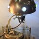 1900 old copper brass table lamp with glass cabochon 35x24