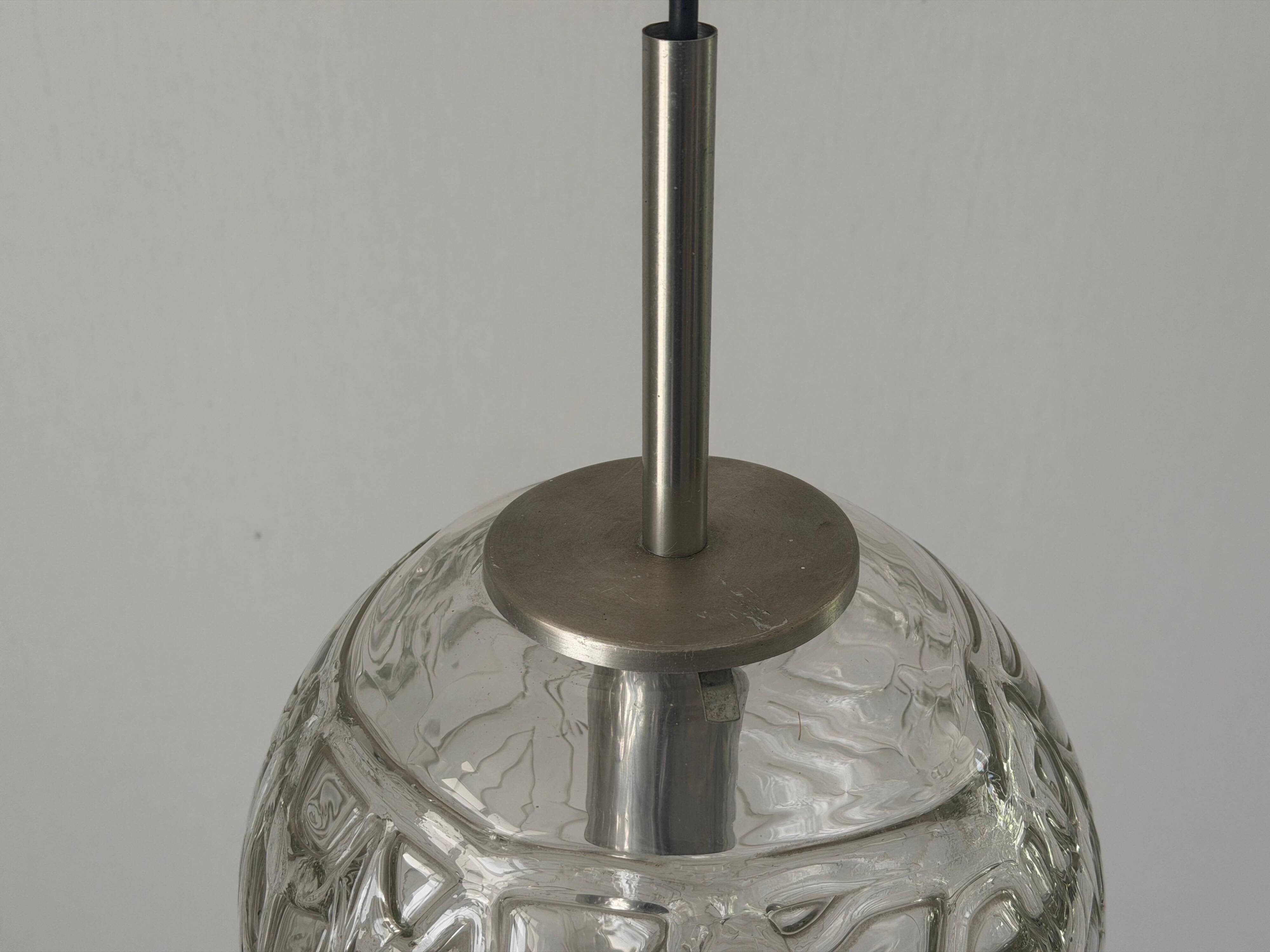 Hanging lamp in hand-blown white glass by Doria Leuchten, 1960s Germany
