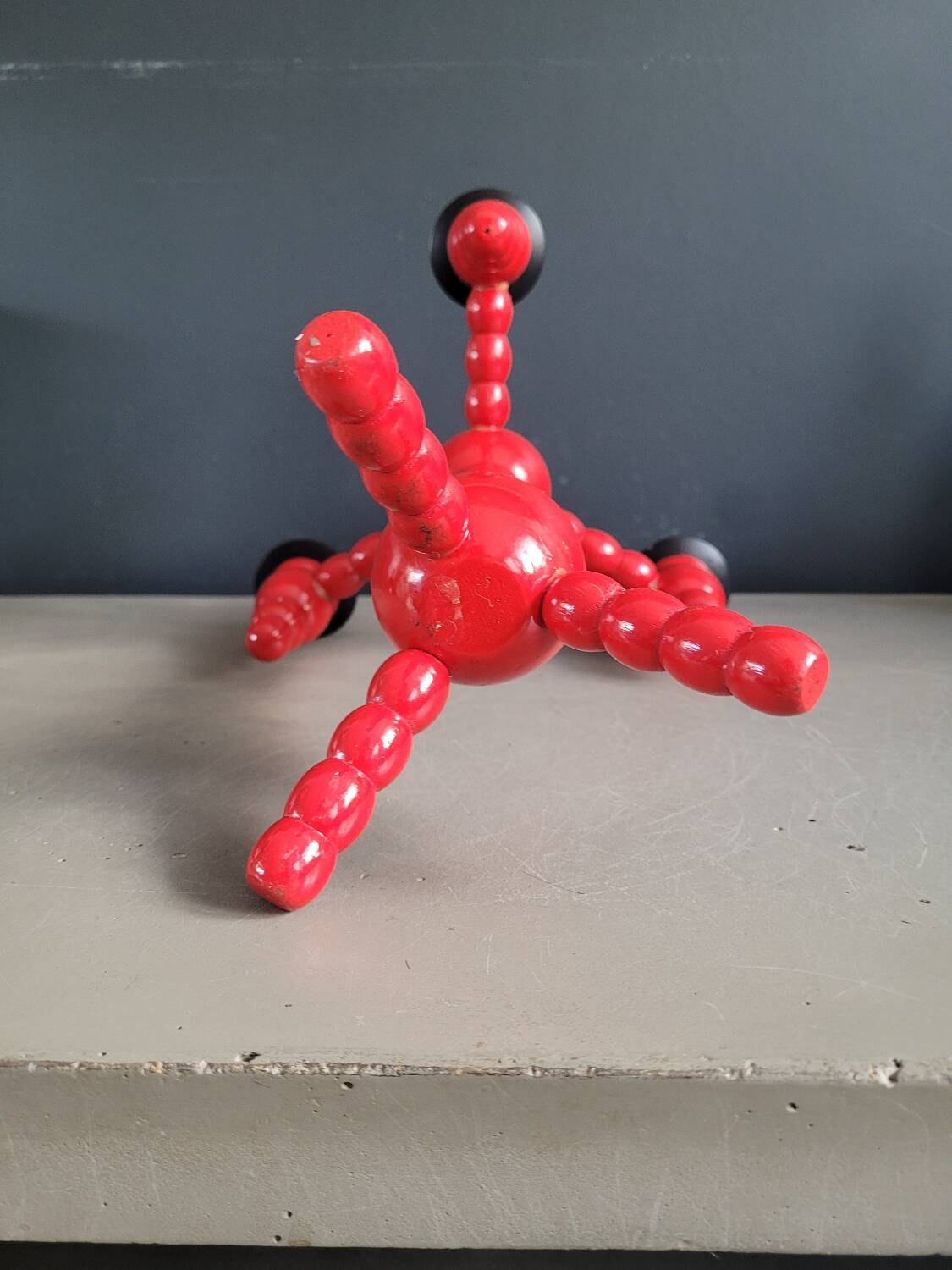 Vintage Scandinavian painted wooden candlestick