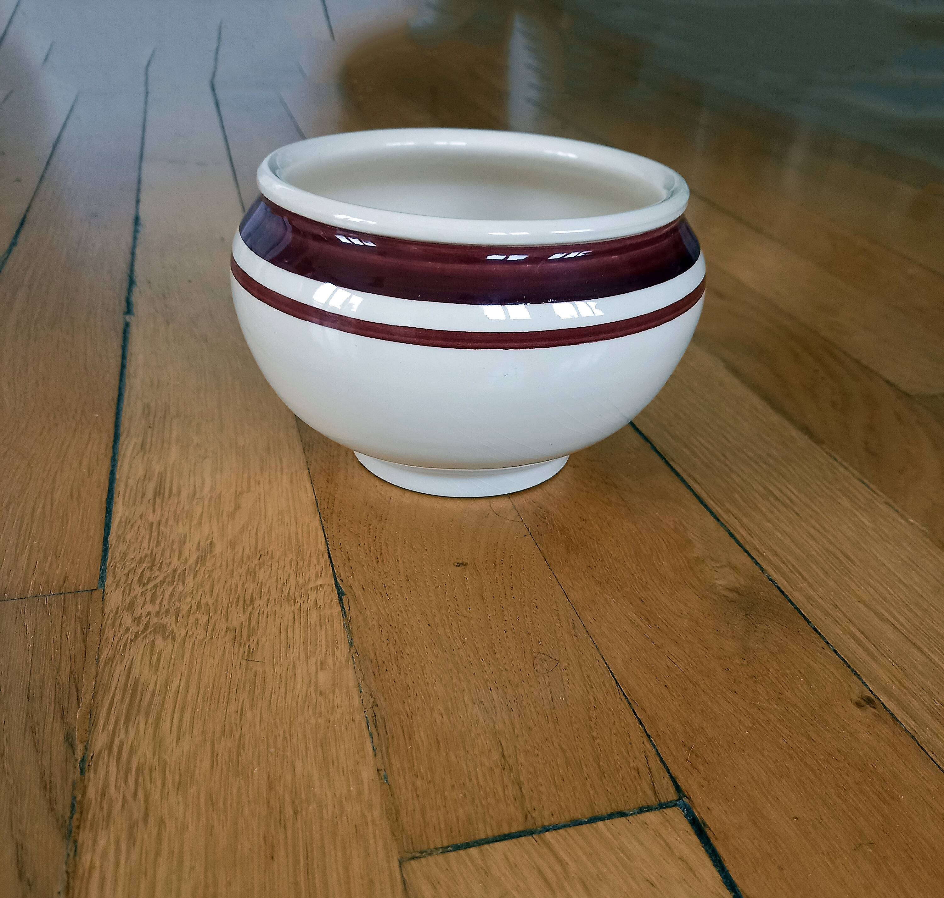 Old small cache pot in enamelled terracotta / ceramic