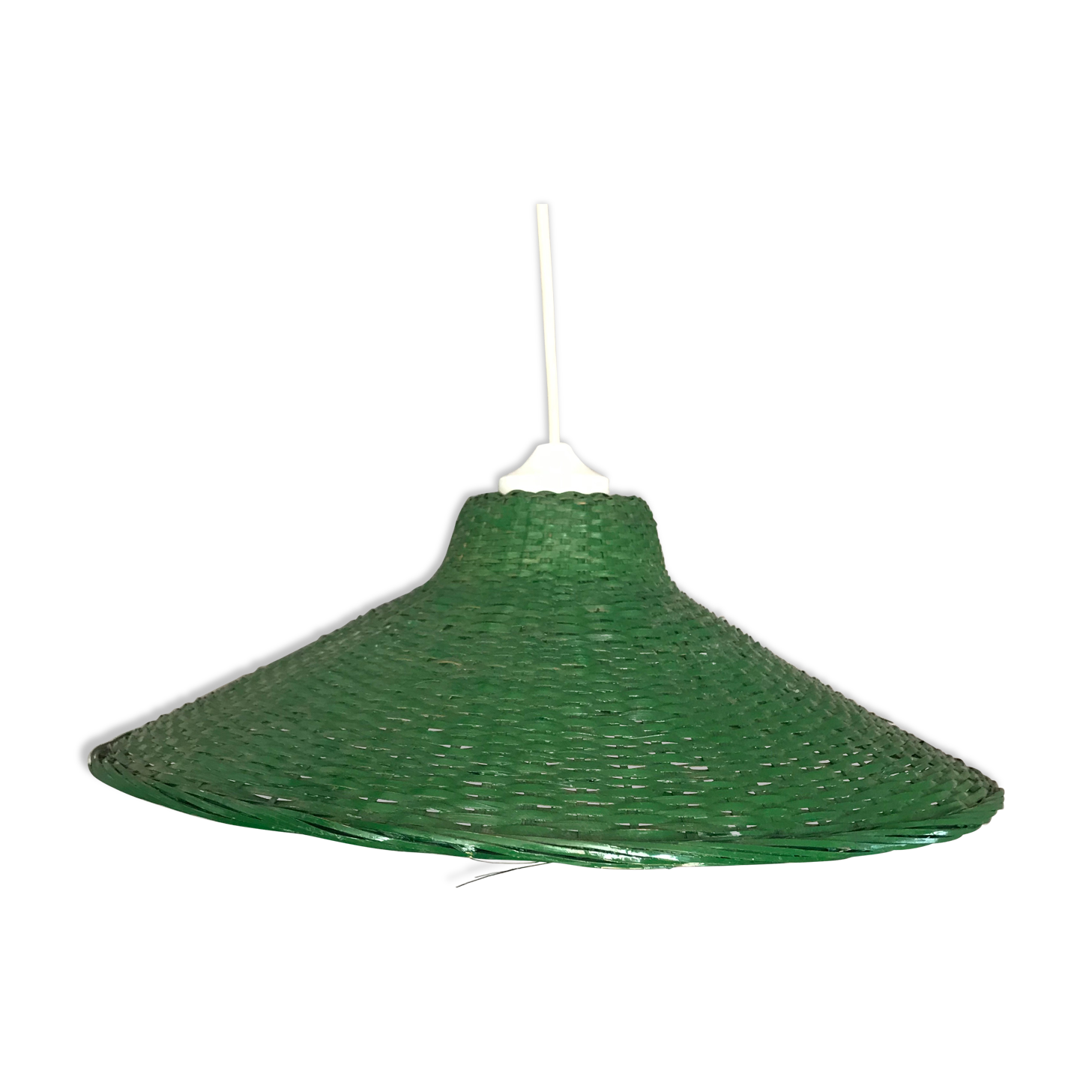 Suspension rotin tresse vert