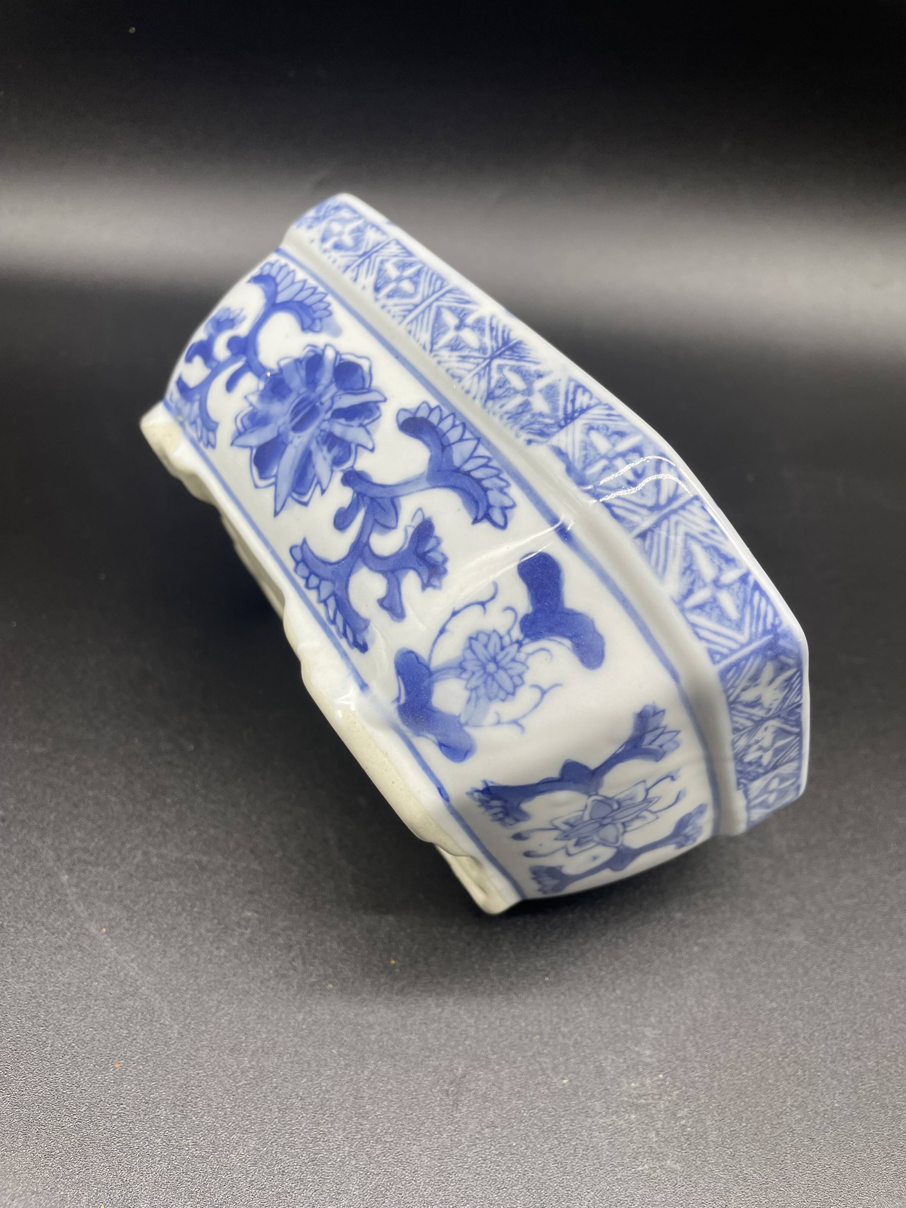 Chinese decorative planter - blue and white - vintage rectangular pot