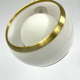 Stilux Milano, gilded aluminum, opaline and perspex pendant. Italy 1960s