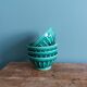 Emerald green glazed ceramic ribbed bowls