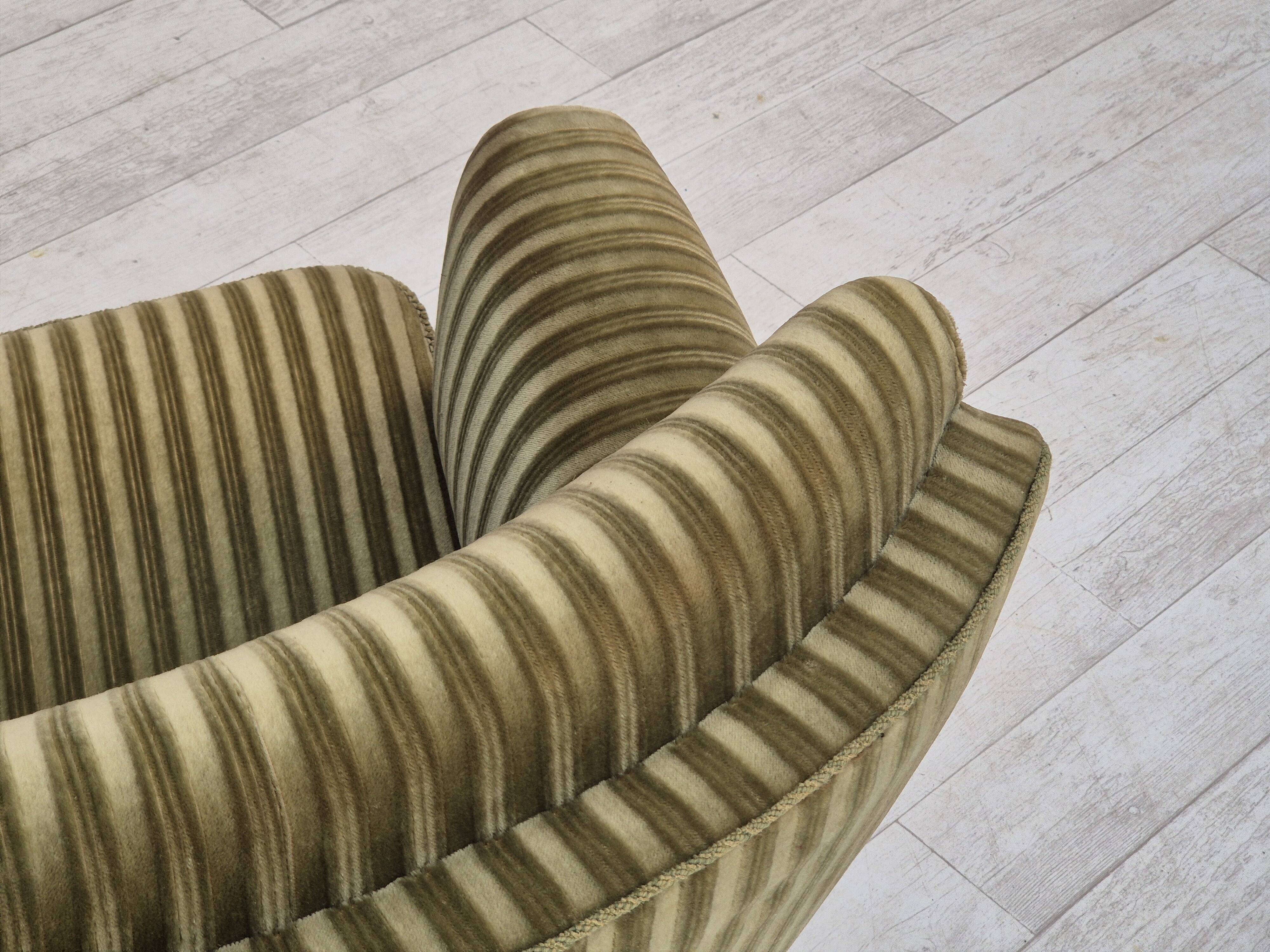 1960s, Danish 3-seater "Banan" sofa, original green velour.