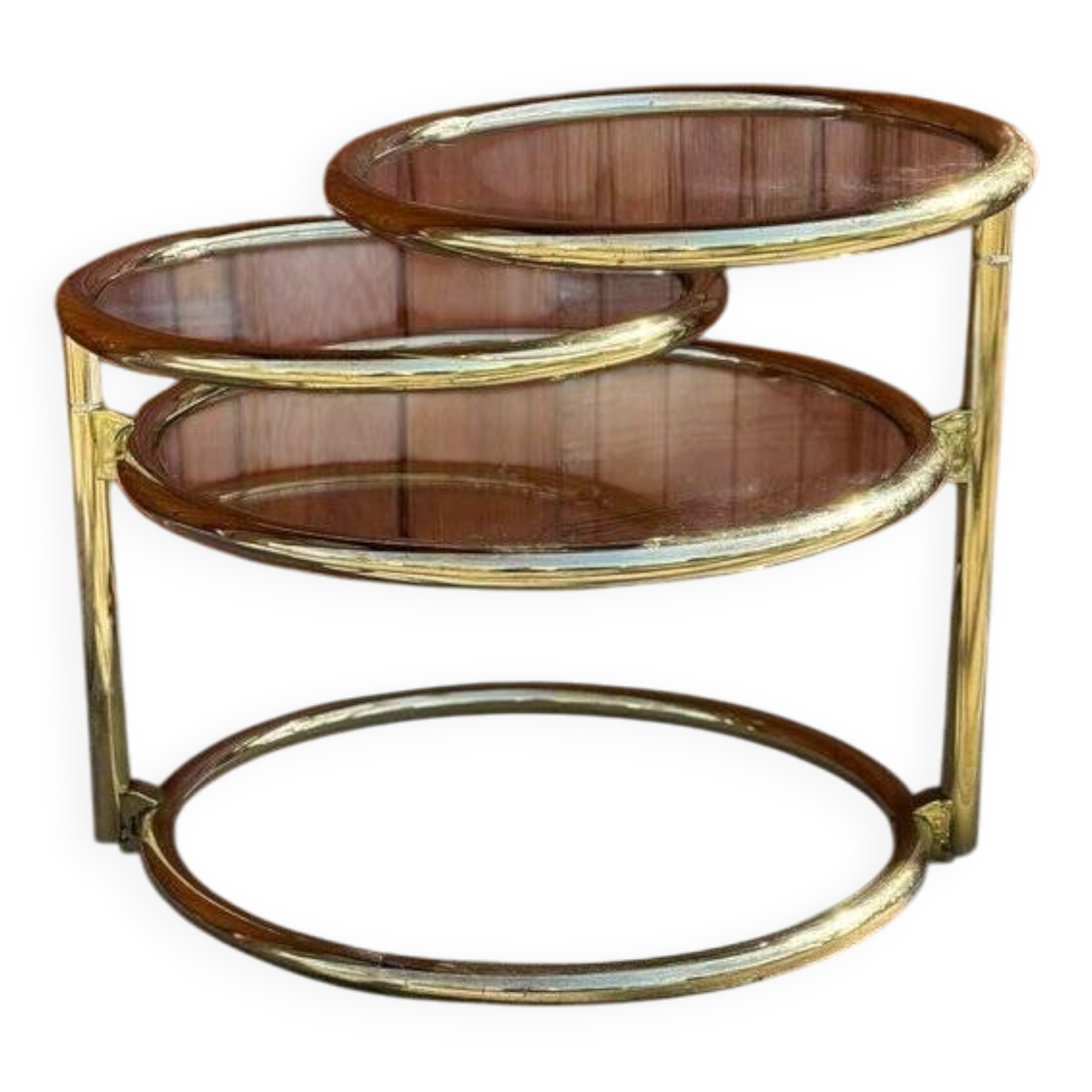 Vintage brass swivel coffee table in the style of Milo Baughman, 1970s