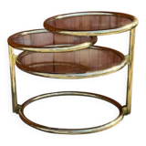 Vintage brass swivel coffee table in the style of Milo Baughman, 1970s