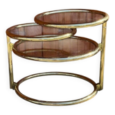 Vintage brass swivel coffee table in the style of Milo Baughman, 1970s