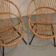 Paire de fauteuils coquille en rotin