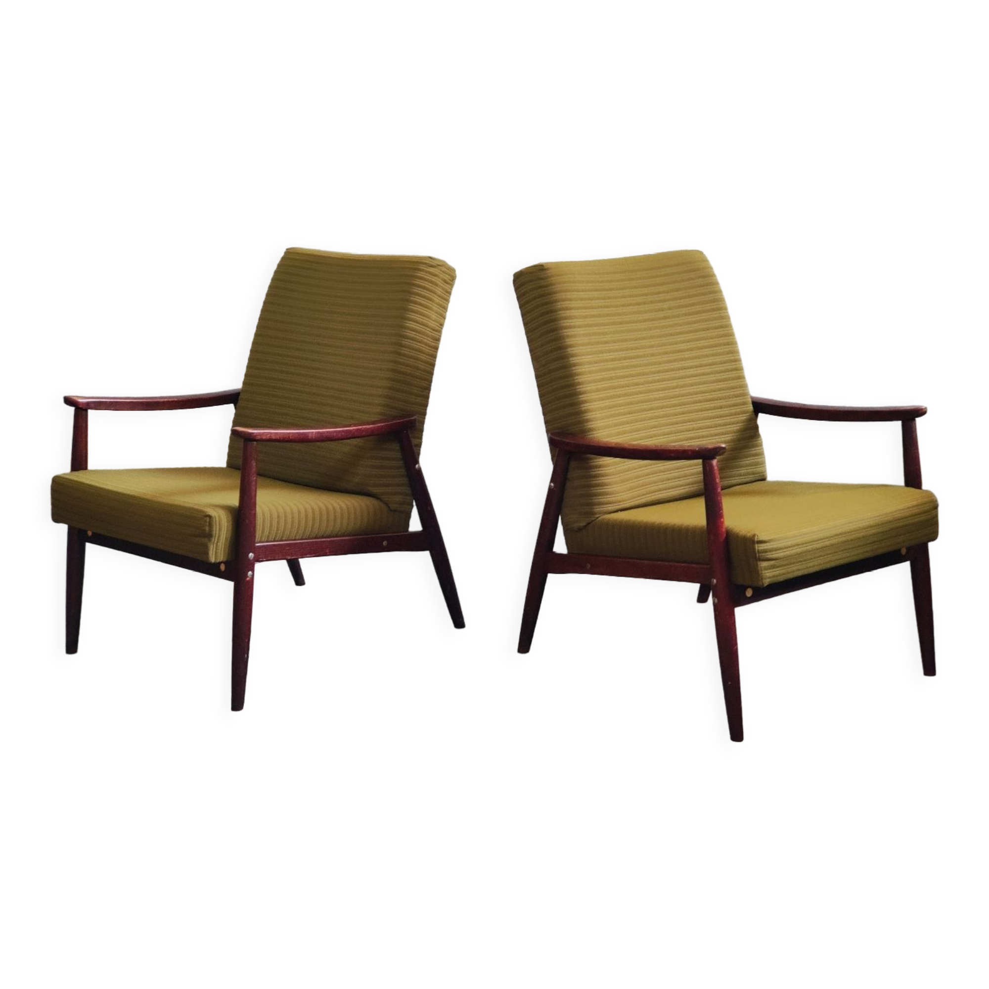 Pair of armchairs Olive Green by Jiri Jiroutek 1960