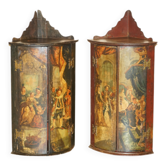 Pair of polychrome corner cabinets George I circa 1700
