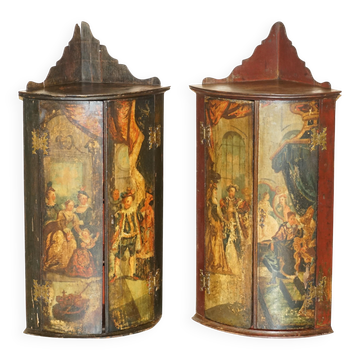 Pair of polychrome corner cabinets George I circa 1700