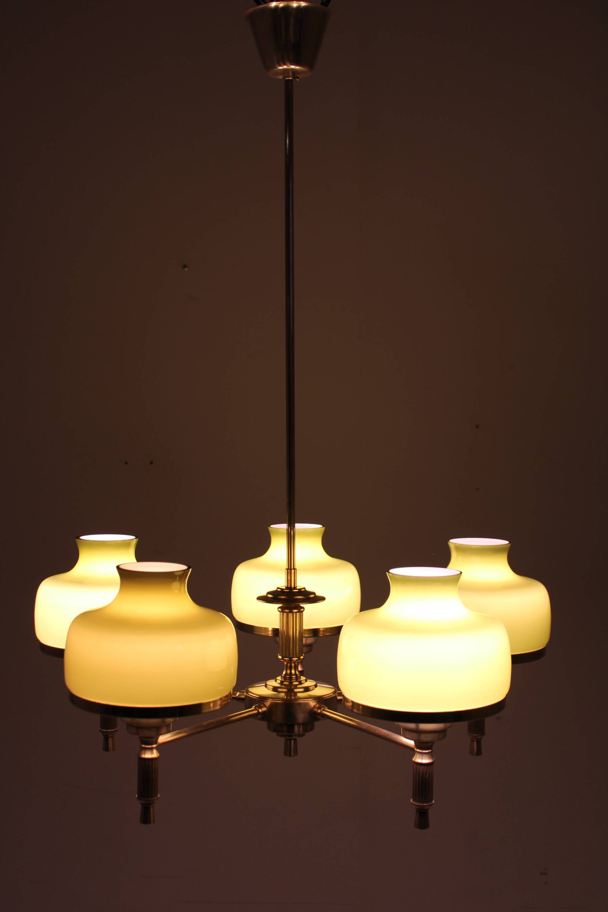 Lustre en verre et laiton des années 1980, Danemark