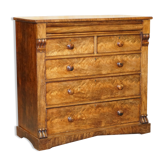 Victorian flamed hardwood commode from the 19th century with a hidden drawer.
