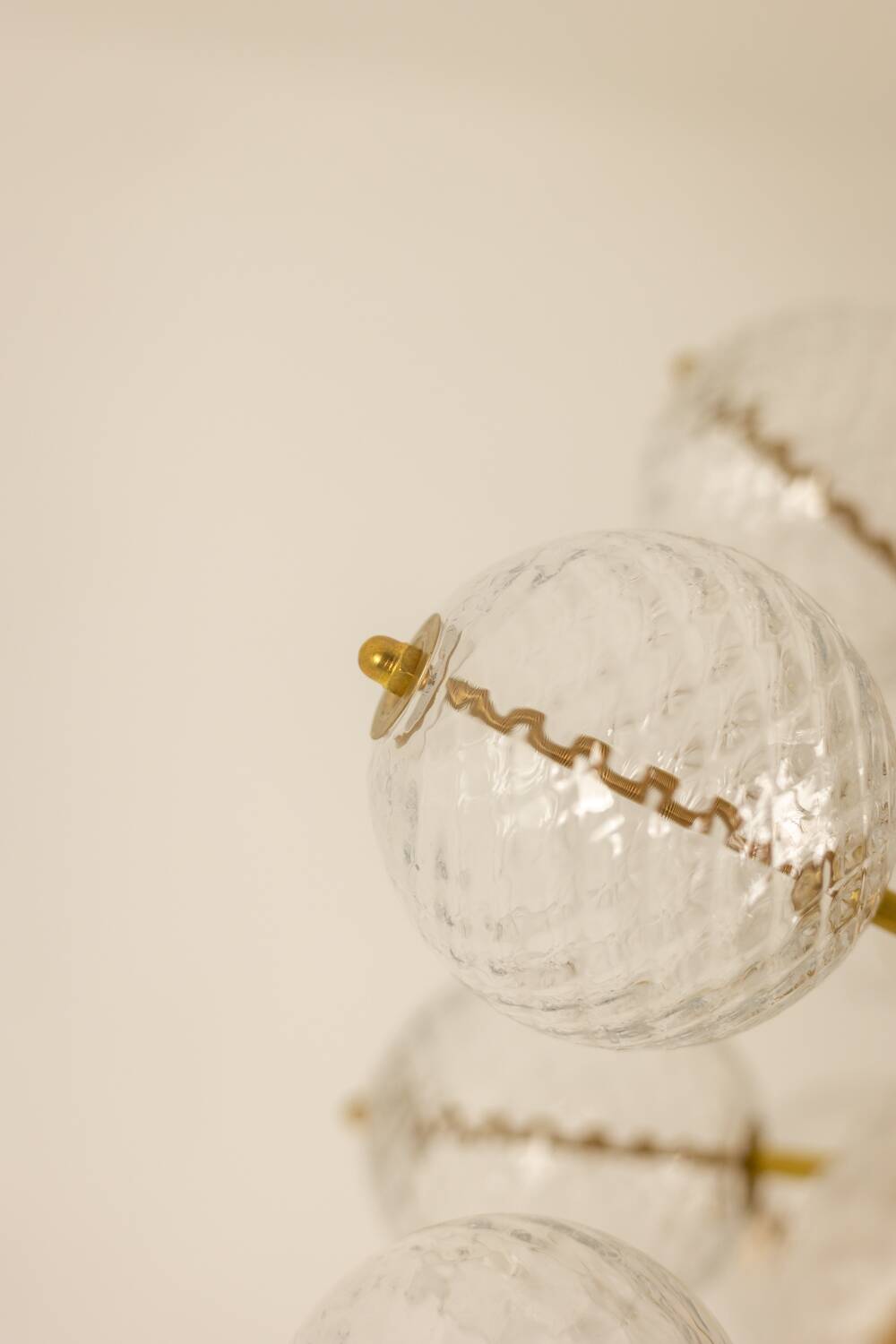 Kamenický Šenov, published by. Brass and glass chandelier. Around 1970.