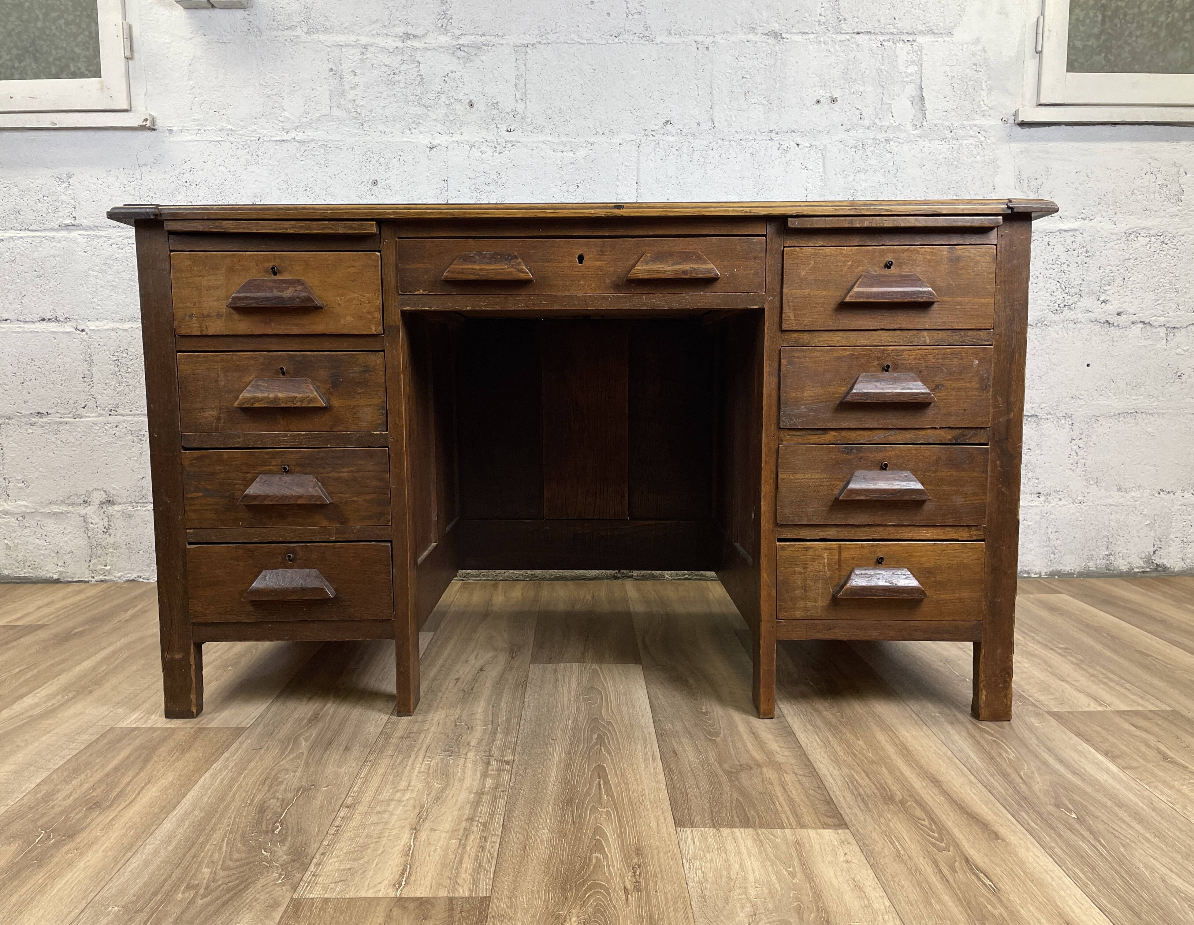 Vintage desk in solid wood, 40s-50s