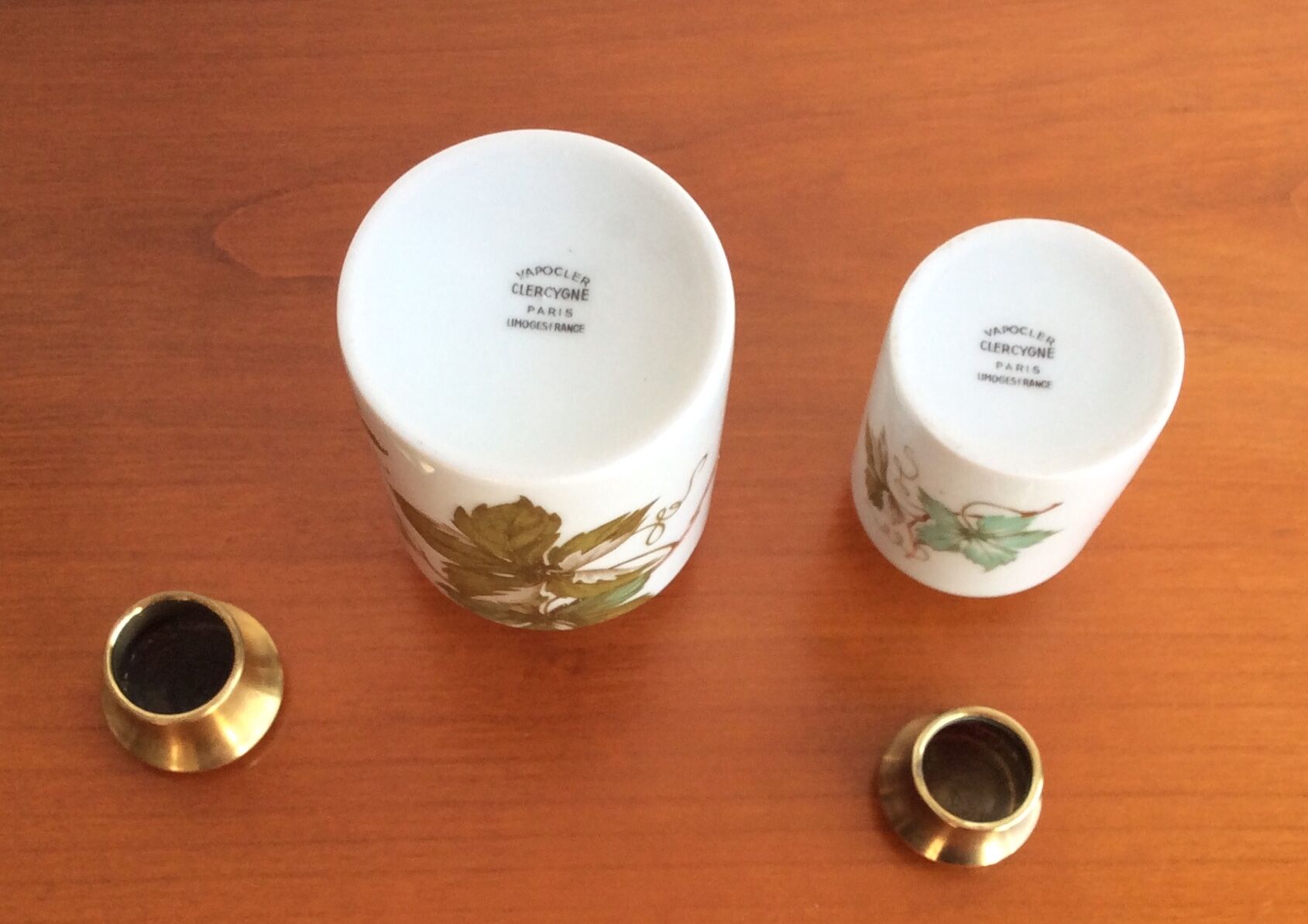 Flacons de parfum porcelaine Limoges Vapocler Clercygne Paris - année 70