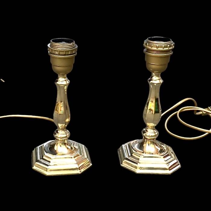 Paire de lampes d’appoint en laiton doré – Massive – années 80