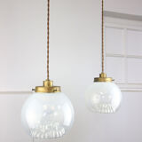 Vintage Murano Glass & Brass Pendant Lamp