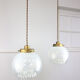 Vintage Murano Glass & Brass Pendant Lamp