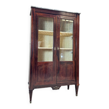 Vitrine in marquetry from the Louis XVI period, 18th century.