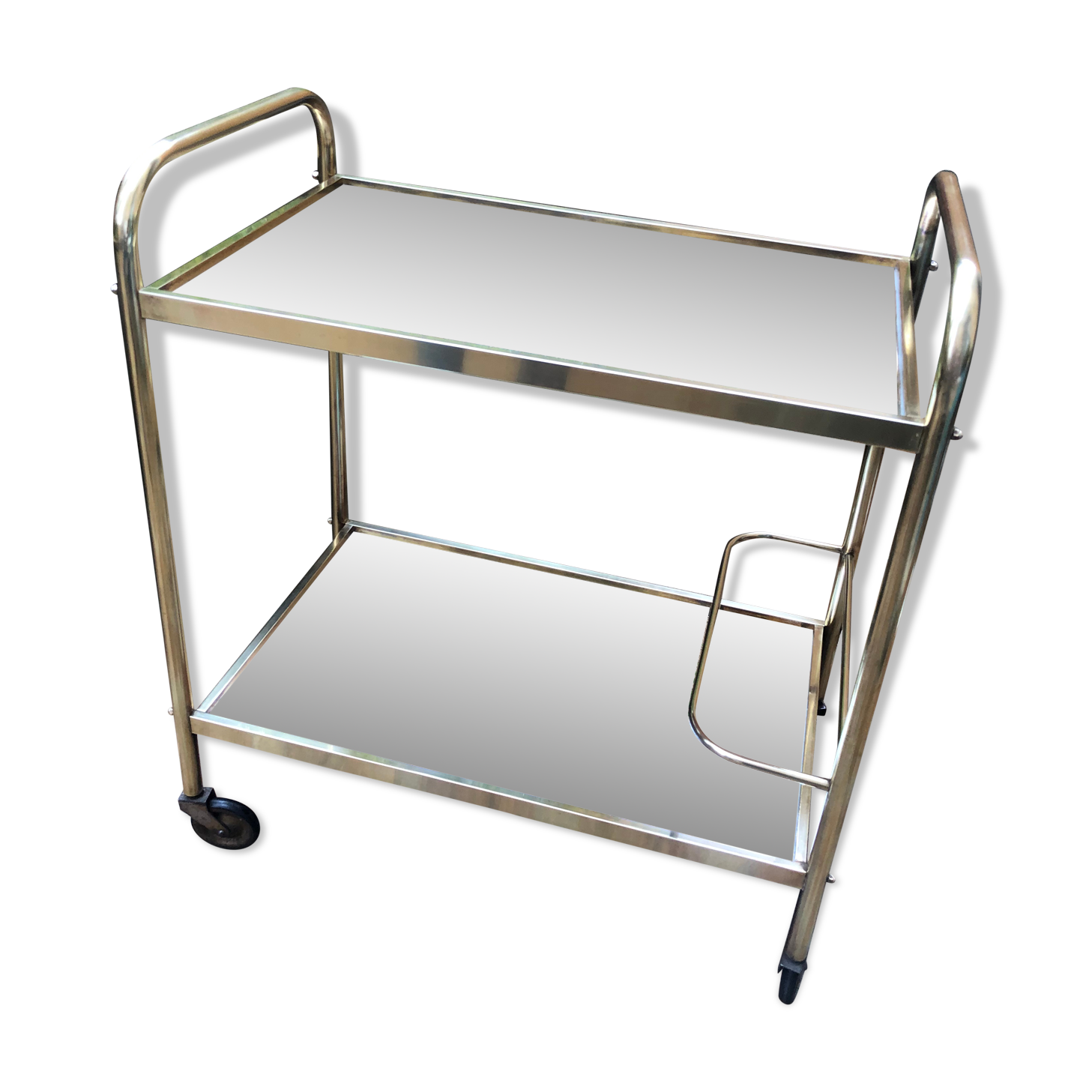 Golden rolling desserte vintage mirror trays