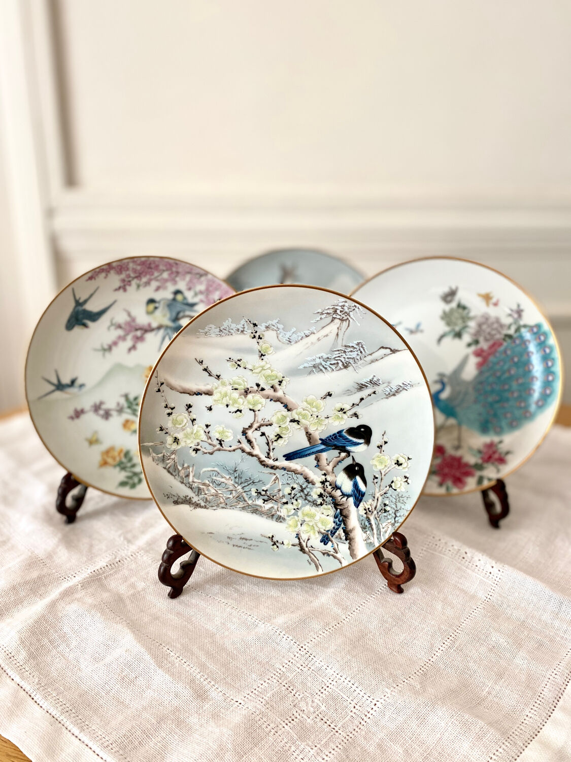 Lot 4 decorative plates porcelain Franklin mint FP Japan 1981