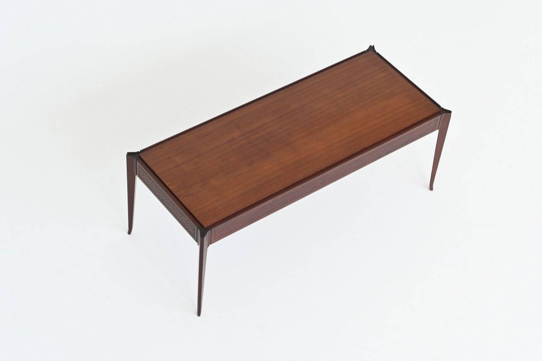Vittorio Dassi style Italian coffee table in mahogany, Italy, 1960