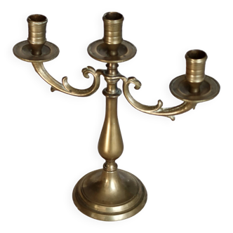 Candélabre ancien 3 branches laiton patiné