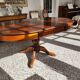 Round table with central leg 110cm extendable to 210cm