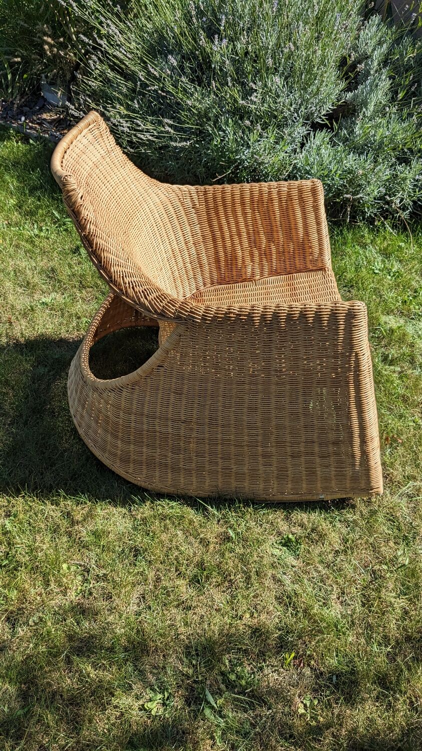 Wicker and rattan rocking chair