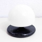 Mushroom lamp in marble and opaline glass