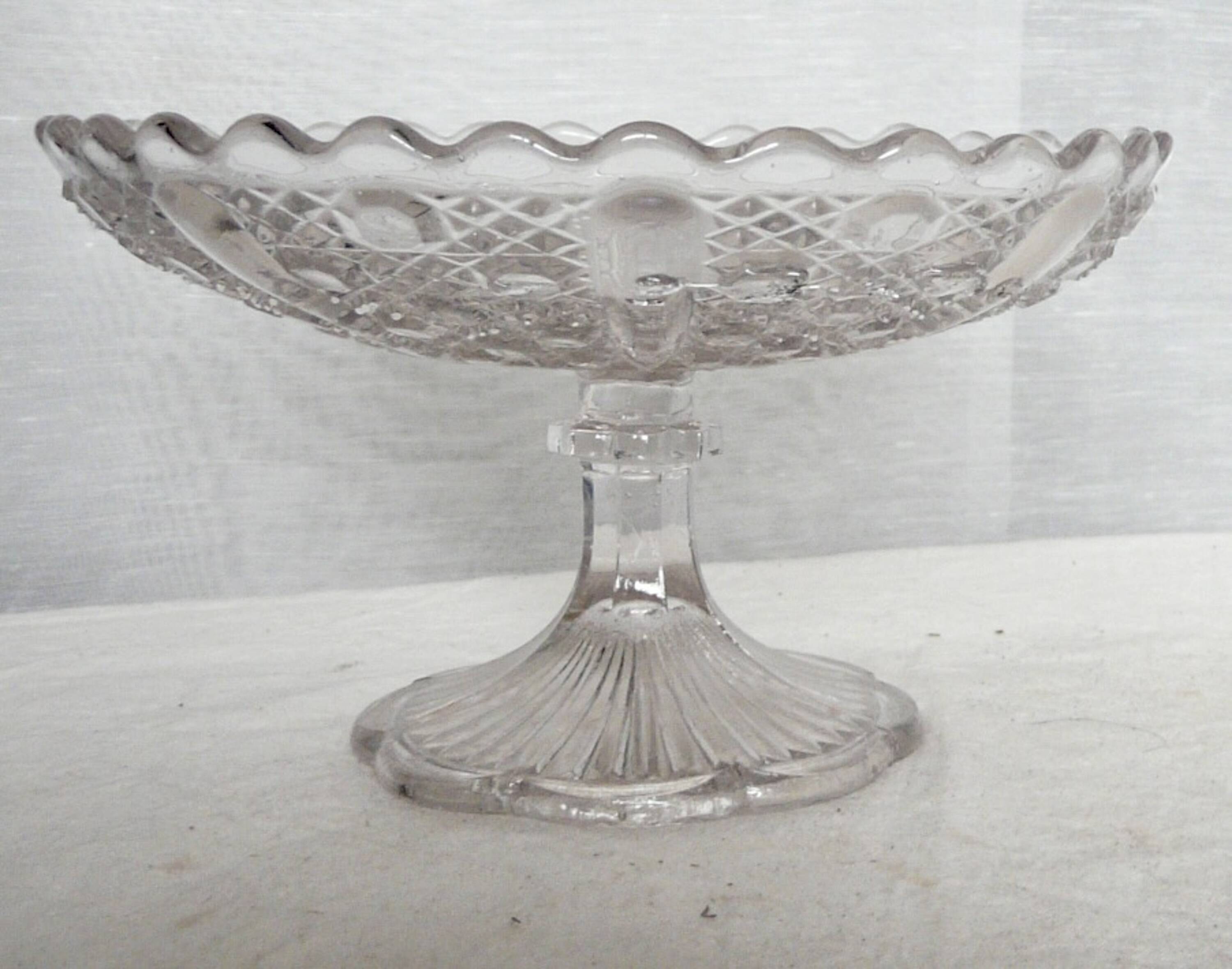 Cup on feet molded glass old compote bowl