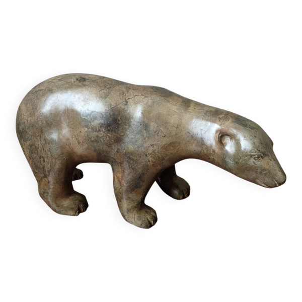 Sculpture animalière en bronze ours polaire de Pierre Chenet