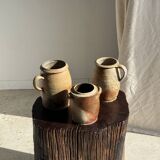 Large matte stoneware oval pot with beige handle H21 D12