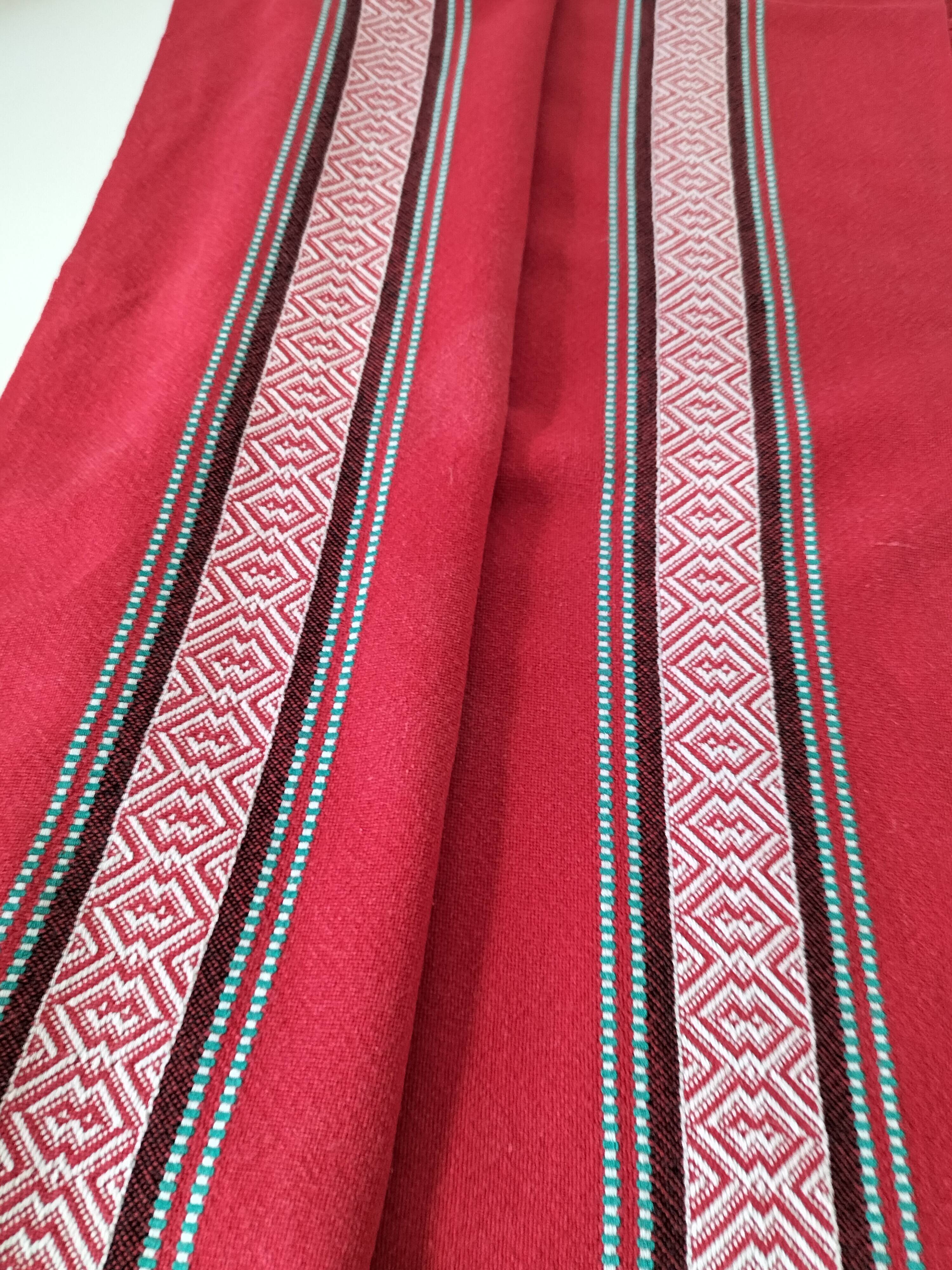 Vintage Basque set: square tablecloth & 7 napkins, 1960s