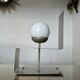 "UGINOX" lamp in steel and white opaline ball from the 70s