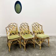 Set of six English "Invincible" bamboo and rattan chairs by Angraves, 1970s
