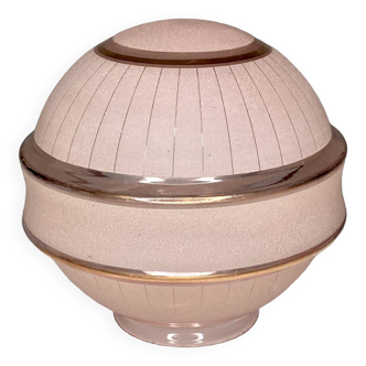 Art Deco frosted glass globe amber light pink and gilding